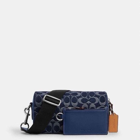 NEW Coach Axel Crossbody In Signature Denim CY892 IN Silver/Demin/deep blue - Picture 1 of 12